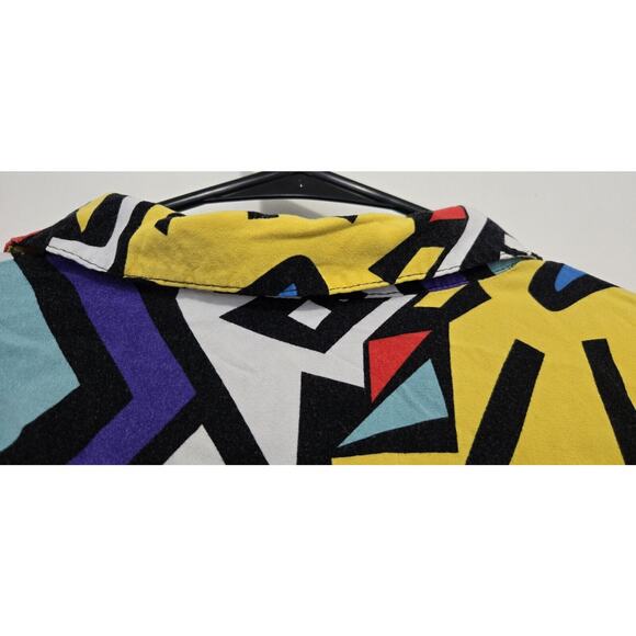 Big Dart Shirt Womens Sz 38 M Geometric Art Blouse 80s Retro Button Up Abstract - Picture 8 of 11